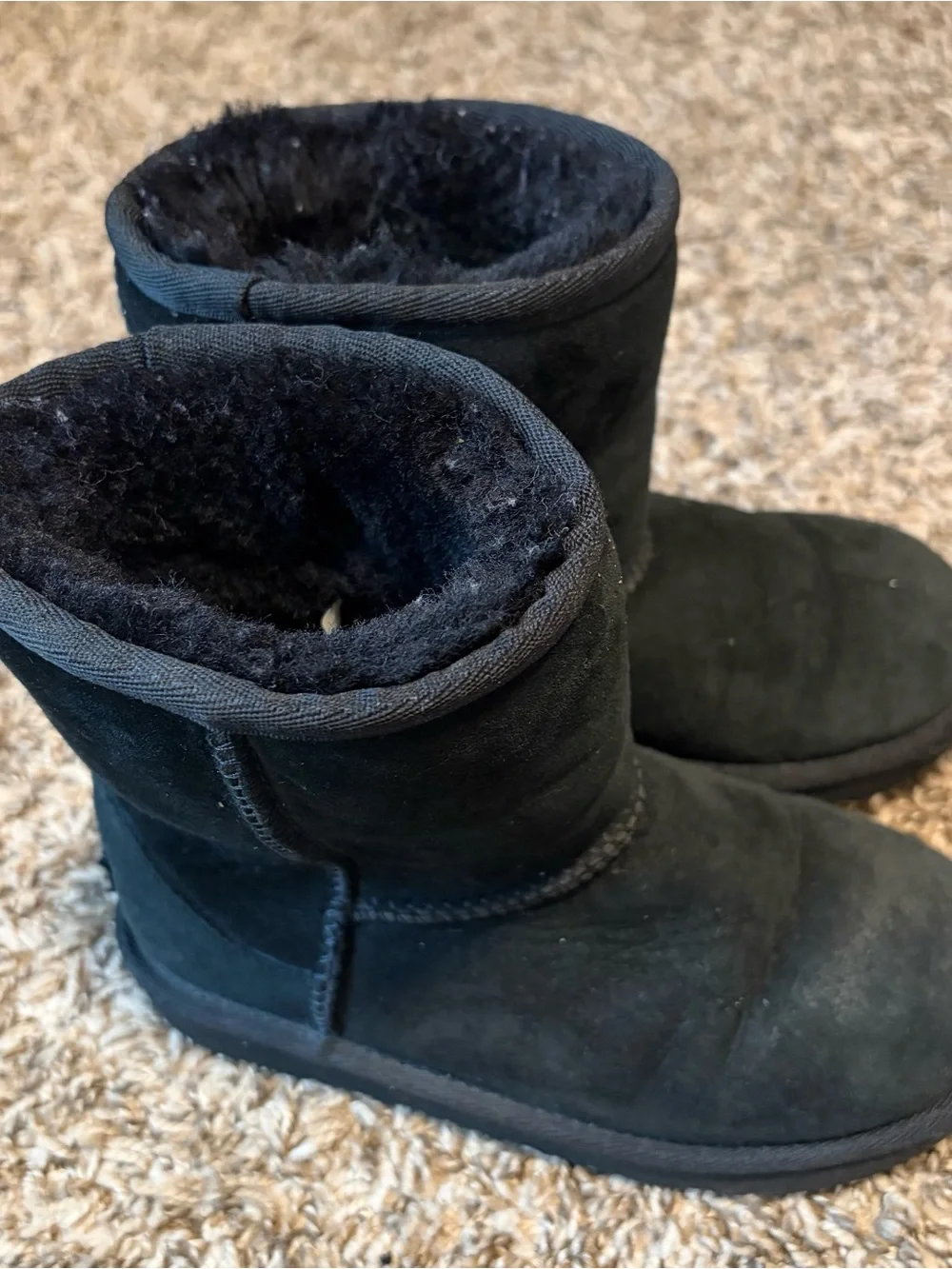 UGG Kids Black Suede Shearling Boots